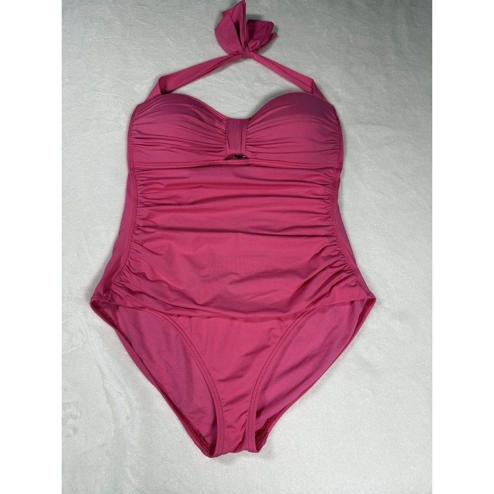Tommy Bahama Pink‎ One Piece Swimsuit Womens 8 Halter Bandeau Ruched